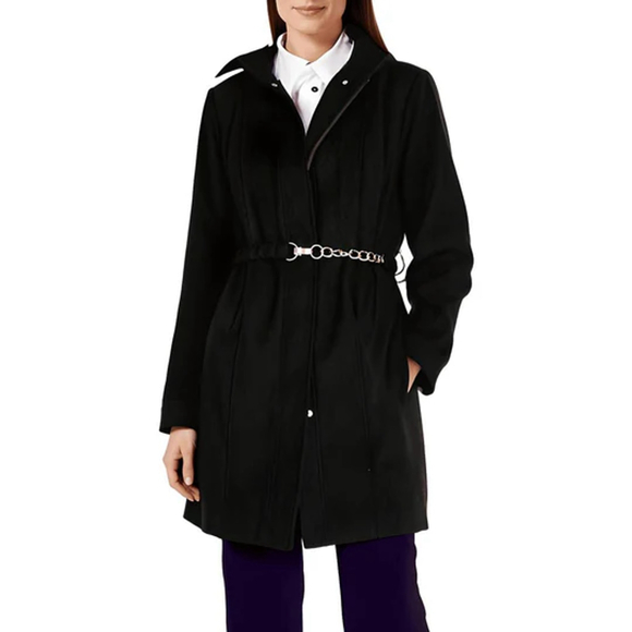Arna York Collection by AVENUE Black Belted Formal Winter Coat Plus Size 24 NWT - Picture 1 of 4
